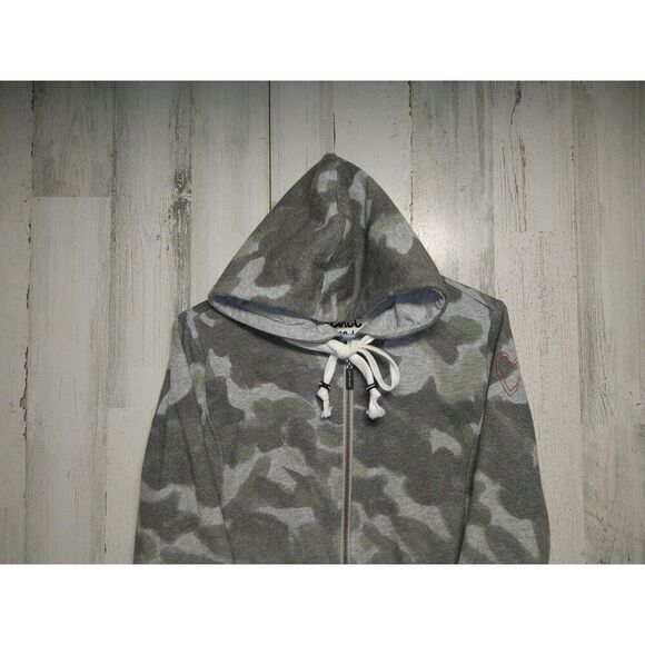 Peace Love World Gray Camo Hoodie Full Zip XXS - Picture 3 of 9